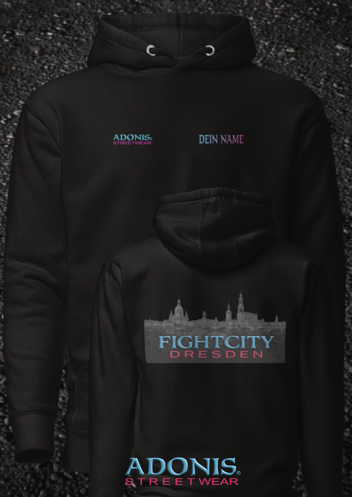 Adonis unisex Fightcity Dresden Streetwear Hoodie schwarz