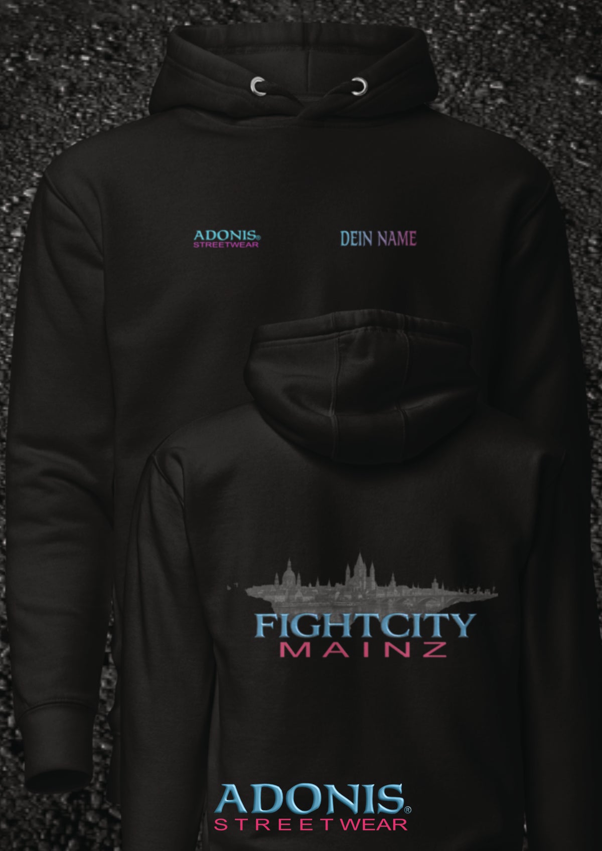 Adonis unisex Streetwear Fightcity Mainz Hoodie schwarz