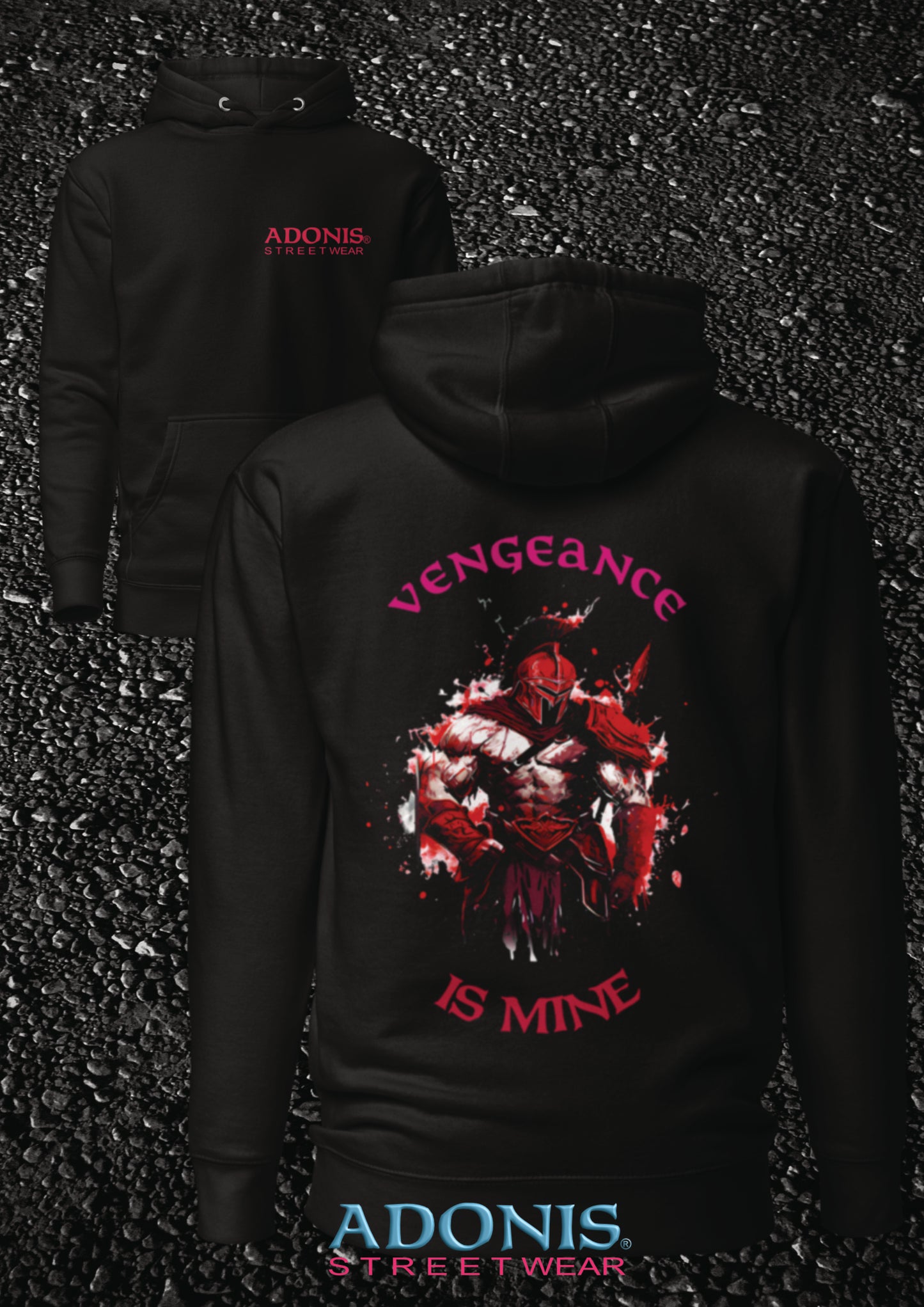 ADONIS Vengeance is mine Streetwear Hoddie schwarz