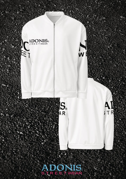 ADONIS Streetwear unisex Jacke weiss mit ärmeldruck
