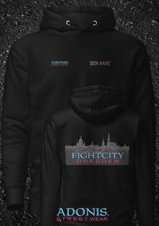Adonis unisex Fightcity Dresden Streetwear Hoodie schwarz