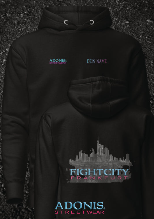 Adonis unisex Streetwear Fightcity Frankfurt Hoodie schwarz