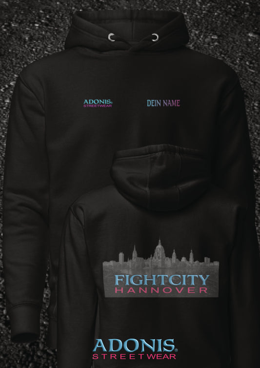 Adonis unisex Streetwear Fightcity Hannover Hoodie schwarz