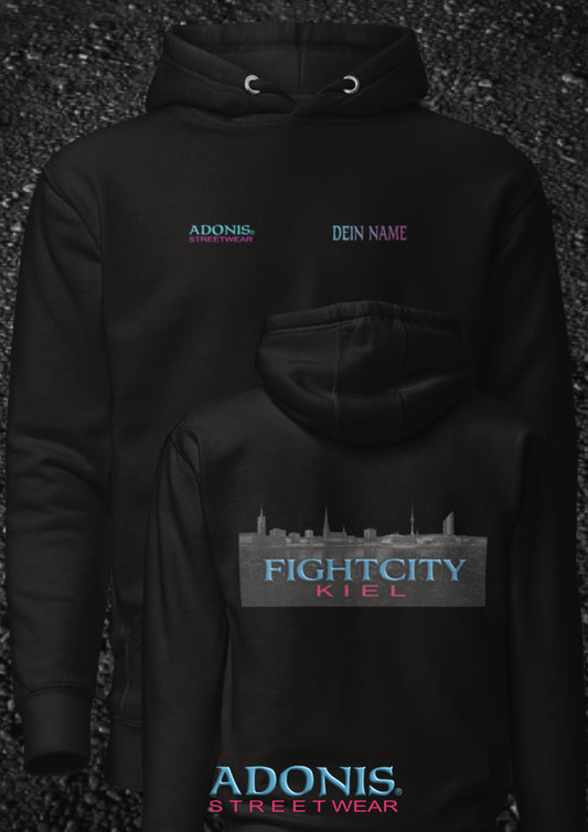 Adonis FightCity Kiel unisex Streetwear Hoodie schwarz