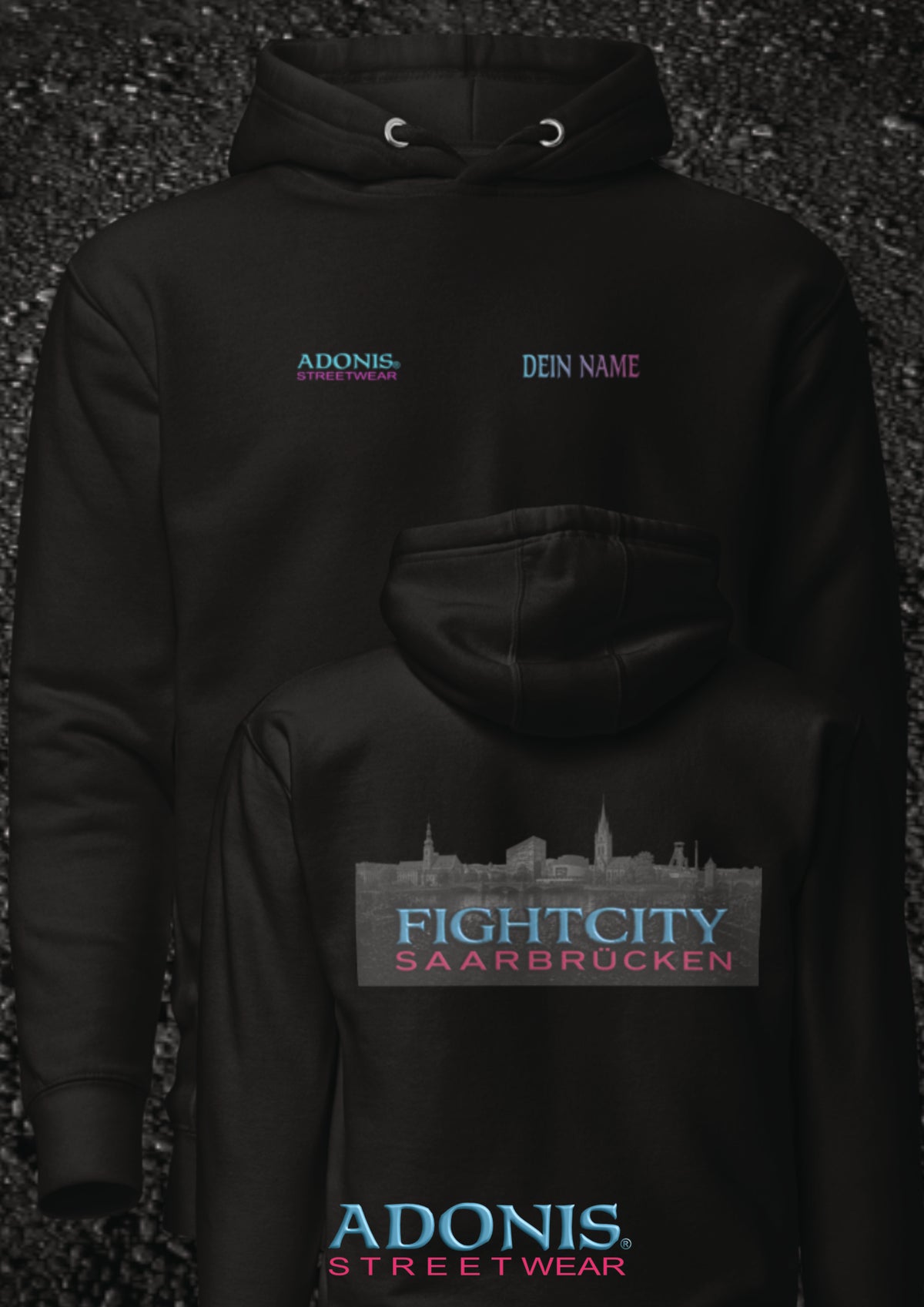 Adonis unisex Streetwear Fightcity Saarbrücken Hoodie schwarz