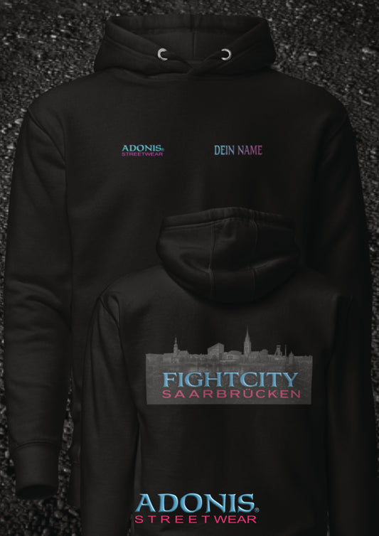 Adonis unisex Streetwear Fightcity Saarbrücken Hoodie schwarz